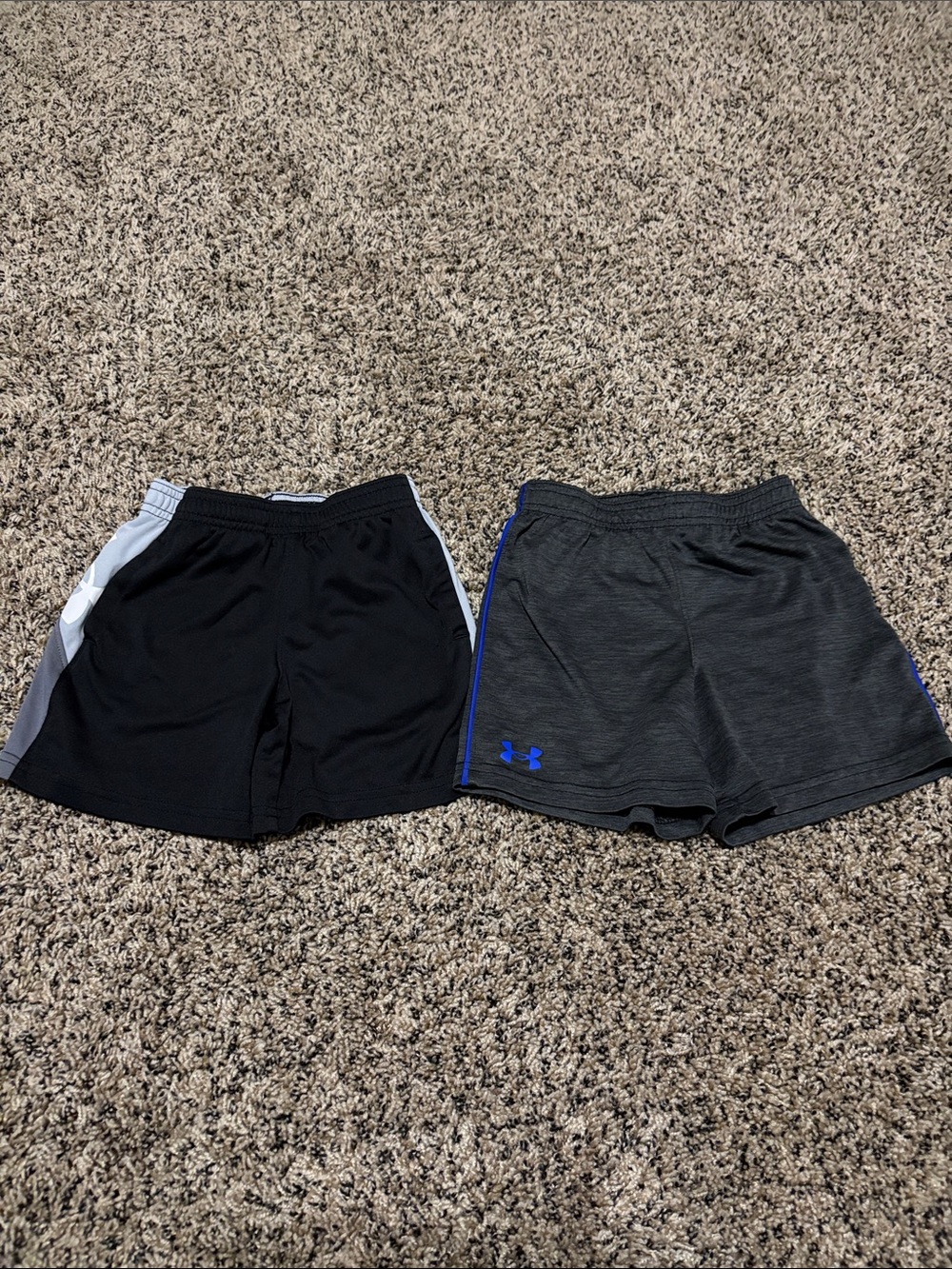 Under Armour Kids Athletic Shorts Duo - Black & Gray with Blue Accents